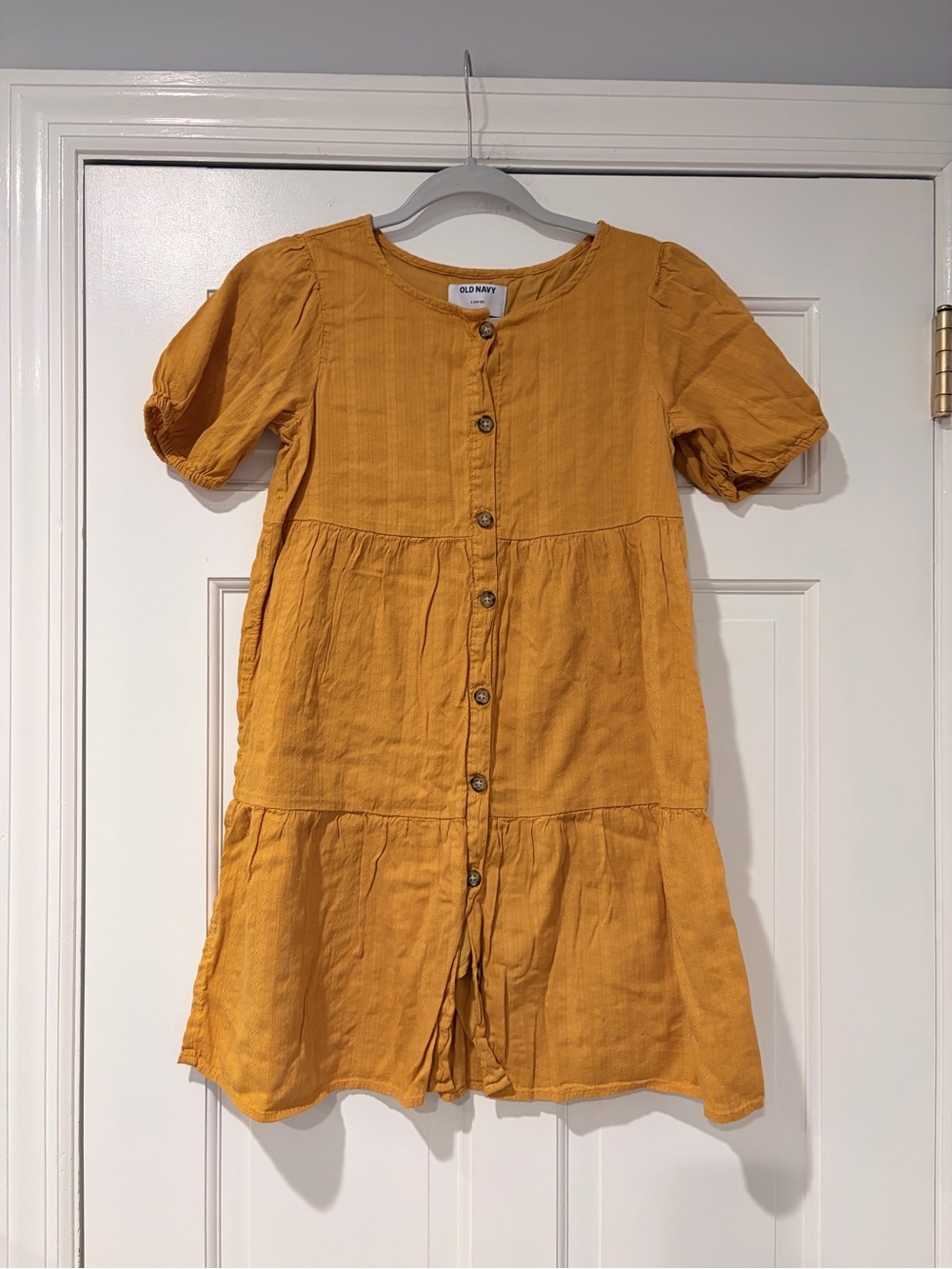 Old Navy Girls' Mustard Yellow Button-Front Tiered Dress